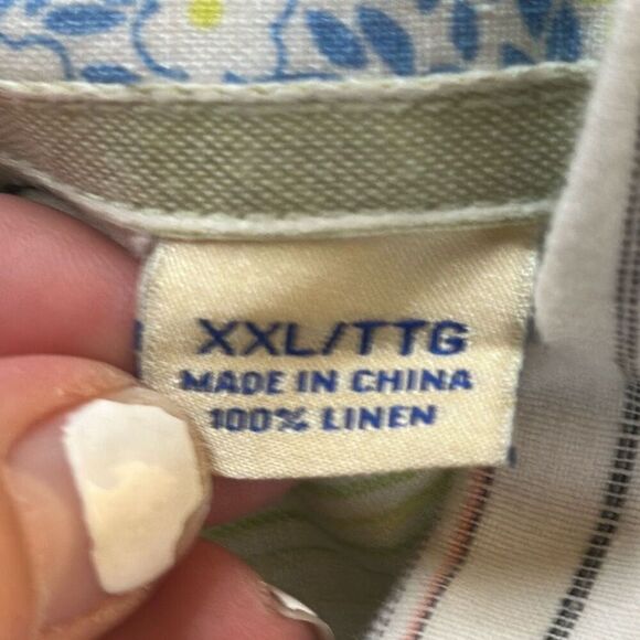 Tommy Bahama Relax Linen Shirt Striped Long Sleeve Shirt size XXL Pink BLue - Picture 5 of 7